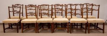 Assembled Set of Twelve Chippendale Ribbon Back Chairs