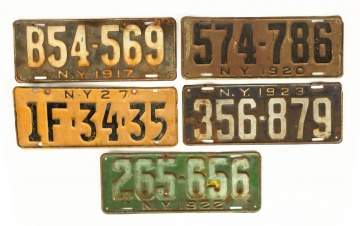 Group of Vintage New York State License Plates