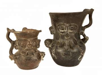 Pre-Colombian Style Ceramic Rain God Vessels 