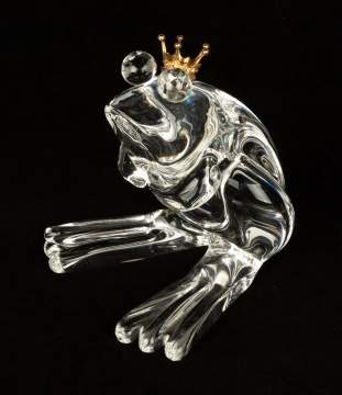 Steuben Frog Prince with 18K Gold Crown