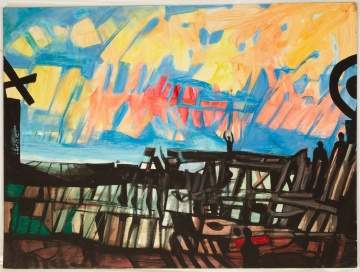 John Hultberg (American, 1922 - 2005) "Sunset and Ruin"