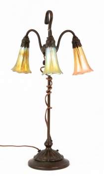 Tiffany Studios, NY 3-Light Lily Lamp