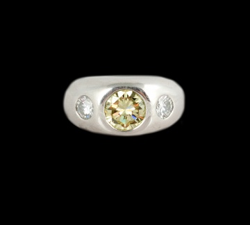 Men's Platinum 2.75 Ct Fancy Yellow Diamond Ring