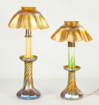 Two Tiffany Studios, New York Favrile Candle Lamps