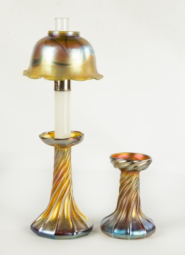 Tiffany Studios, New York Favrile Candle Lamp &  Base
