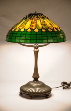 Tiffany Studios, New York, Jeweled Feather Table  Lamp