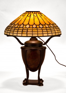 Tiffany Studios, New York Jeweled Feather Table  Lamp