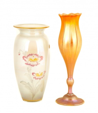 Sinclair Enameled Vase and Quezal Vase