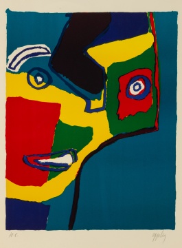 Karel Appel (Dutch, 1921 - 2006) "Head in Profile"