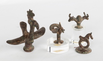(4) Luristan Bronzes, Birds, Horse & Two Headed  Bull