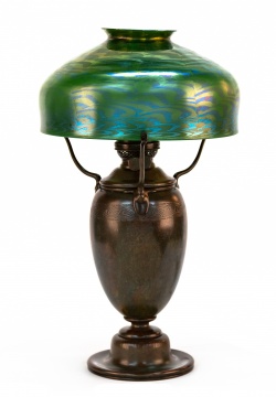 Large Tiffany Studios, New York Damascene Table Lamp