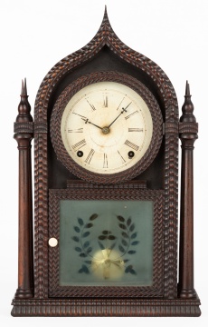 J.C. Brown 4 Column Gothic Ripple Shelf Clock