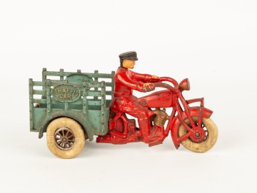 Hubley Cast Iron Indian Traffic Car Motorcycle