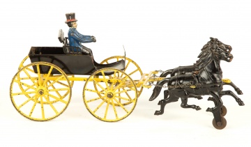 Toy Cast Iron Horse Drawn Carriage