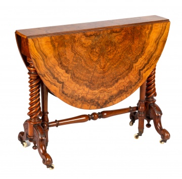 19th Century English Burl Walnut Table