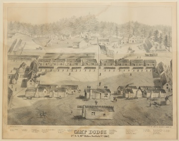 Camp Dodge 1st N.Y. Mtd. Rifles, Suffolk, Va, 1862, Lithograph