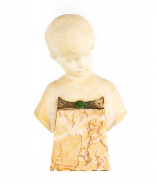 Carved Alabaster Sculpture of a Young Boy