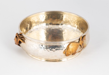 Gorham Sterling & Mixed Metal Bowl with Applied Aquatic Animals