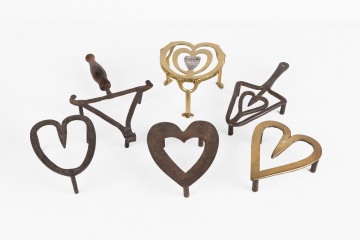 19th Century Iron and Brass Heart Shaped Trivets