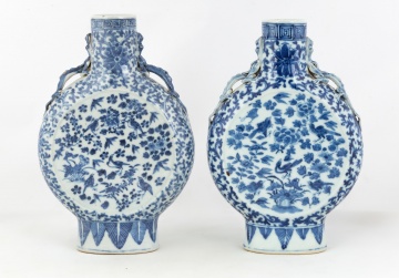 (2) Chinese Blue & White Moon Flasks