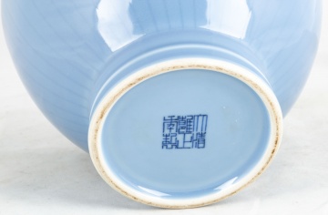 Chinese Powder Blue Handled Vase