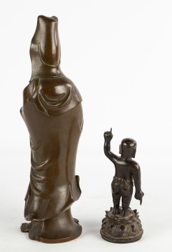 ​Chinese Bronze Guanyin & Child Buddha