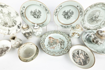 Group of Chinese Export Porcelain en Grisaille
