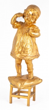 Gilt Bronze Sculpture of a Young Girl