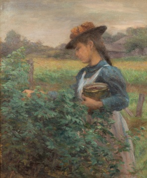 Claire Shuttleworth (American, 1868-1930) Girl Picking Berries