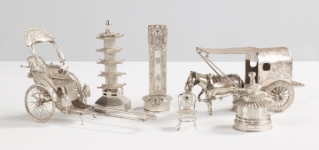 19th Century Chinese Sterling Silver Cabinet Novelties