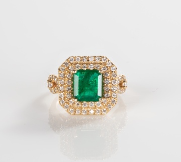 Lady's 14 K Gold, 2.5 ct. Emerald and Diamond Ring