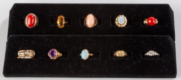 Group of Gold and Hardstone Rings