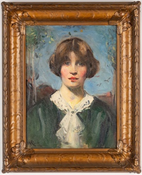 Portrait of a Young Girl in Green Dress