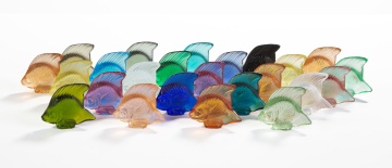 Collection of 24 Lalique Crystal Fish