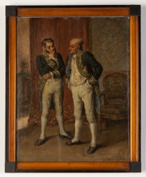 19th Century, Continetal Painting of two Gentleman