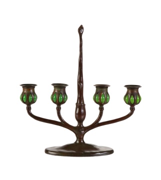 Tiffany Studios 4-Light Blown-Out Candelabrum with Snuffer