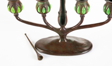 Tiffany Studios 4-Light Blown-Out Candelabrum with Snuffer