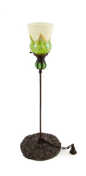 Tiffany Studios Queen Anne's Lace Blown-Out Candlestick with Pulled Feather Shade