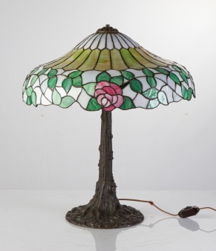 Chicago Mosaic Leaded Glass Rose Lamp