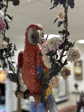German Porcelain Parrot Hanging Fixture