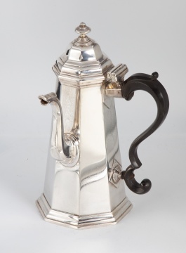 George I Silver Octagonal Coffee Pot, Mark of Arthur Dicken, London, 1720
