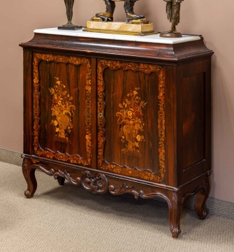Marble Top Inlay Rosewood Cabinet