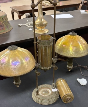 Tiffany Studios Double Student Lamp