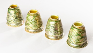 Four Austrian Art Glass Decorated Shades