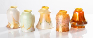 Five Decorated Art Glass Shades