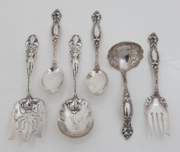 (6) Art Nouveau Sterling Silver Serving Pieces