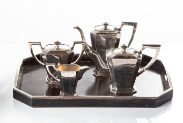 K. Uyeda Japanese Art Deco Sterling Silver Coffee and Tea Service