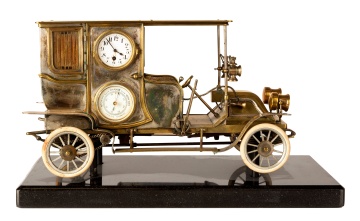 Rare French Guilmet Industrial Automaton Car Clock