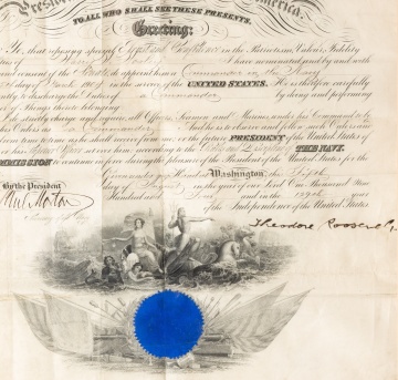 Signed Theodore Roosevelt, Naval Appointment Document