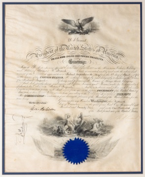 United States Navy Appointment Document Signed Ulysses S. Grant